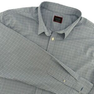 UNTUCKit Mens XXL Blue Plaid Performance Stretch Long Sleeve Button Down‎ Shirt